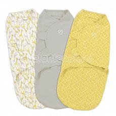 Summer Infant SwaddleMe Конверт для пеленания на липучке (3 шт.) желтый/жирафы S/M