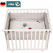 Roba Прямоугольный манеж 75х100 с бампером Adam & Owl белый