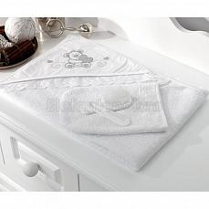 Fiorellino Lovely Bear полотенце-уголок + варежка Белый