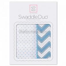 SwaddleDesigns Набор пеленок Swaddle Duo Blue Classic Chevron