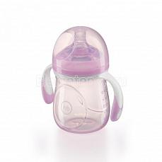 Happy Baby  Бутылочка для кормления с ручками и антиколиковой силиконовой соской 180 мл Violet