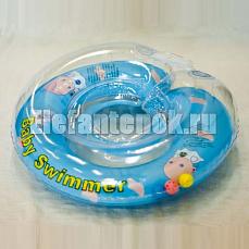 Baby Swimmer круг на шею 6-36 кг Голубой (внутри погремушка)