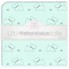 SwaddleDesigns Фланелевая пеленка для новорожденного Ultimate Gray Doggie SeaCrystal