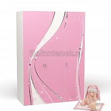 ABC-KING Princess шкаф 3-х дверный Розовый (белый корпус)