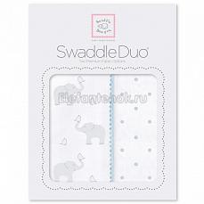 SwaddleDesigns Набор пеленок Swaddle Duo PB Elephant/Chickies
