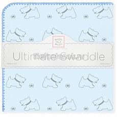 SwaddleDesigns Фланелевая пеленка для новорожденного Ultimate Gray Doggie Blue