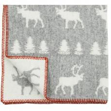 Klippan Одеяло из эко-шерсти 90х130  Лесные олени серый
