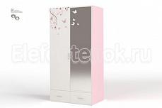 ABC-KING Фея 2-х дверный шкаф с зеркалом и стразами Сваровски Розовый