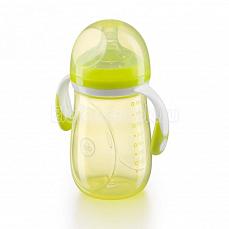 Happy Baby Бутылочка для кормления с ручками и  антиколиковой силиконовой соской 300 мл Lime
