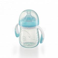 Happy Baby  Бутылочка для кормления с ручками и антиколиковой силиконовой соской 180 мл Blue