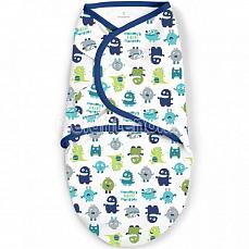Summer Infant SwaddleMe Конверт для пеленания на липучке размер S/M Синий-Монстрики