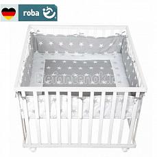 Roba Квадратный манеж 100х100 с бампером Little stars, белый