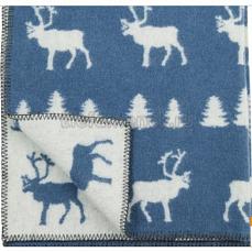 Klippan Одеяло из эко-шерсти 90х130  Лесные олени морозный синий