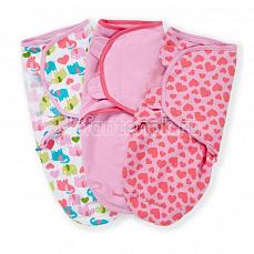 Summer Infant SwaddleMe Конверт для пеленания на липучке (3 шт.) размер S/M, розовая/слоники