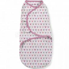Summer Infant SwaddleMe Конверт для пеленания на липучке размер S/M Розовые сердечки