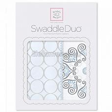 SwaddleDesigns Набор пеленок Swaddle Duo Blue Mod Medallion