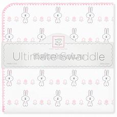 SwaddleDesigns Фланелевая пеленка для новорожденного Ultimate Garden Bunnie Pink