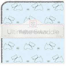 SwaddleDesigns Фланелевая пеленка для новорожденного Ultimate Gray Doggie Pstl Blue