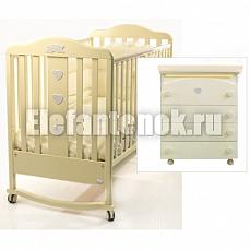 Bambolina кровать Bebe + комод Cucciolo  слоновая кость