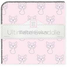 SwaddleDesigns Фланелевая пеленка для новорожденного Ultimate Gray Fox Pstl Pink