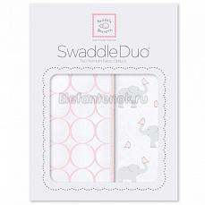 SwaddleDesigns Набор пеленок Swaddle Duo PP Elephant & Chickies Mod Duo
