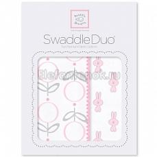 SwaddleDesigns Набор пеленок Swaddle Duo Pink Little Bunnie