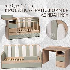 Островок Уюта Дивания Дуб-велюр олива-букле белое