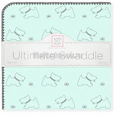 SwaddleDesigns Фланелевая пеленка для новорожденного Ultimate Gray Doggie Pstl SeaCrystal