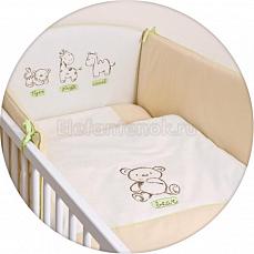 Ceba Baby Постельное бельё 3 предмета с вышивкой Little Zoo beige вышивка W-801-015-112