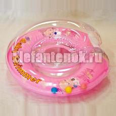 Baby Swimmer круг на шею 6-36 кг Розовый (внутри погремушка)