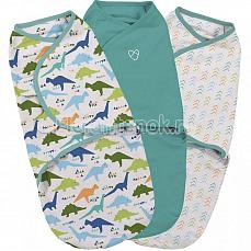 Summer Infant SwaddleMe Конверт для пеленания на липучке (3 шт.) оригами-динозавры S/M