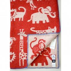 Klippan Одеяло из эко-шерсти 90х130  джунгли красный/белый