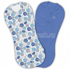 Summer Infant Swaddlepod Конверт для пеленания на молнии (2 шт) р-р S синий-спорт