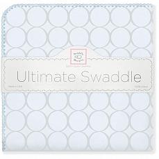 SwaddleDesigns Фланелевая пеленка для новорожденного Пастель круги голубая