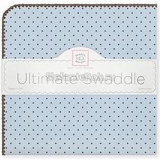 SwaddleDesigns Фланелевая пеленка для новорожденного Blue w/BR Dot