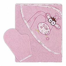 Мотылек Полотенце-уголок с вышивкой Жираф Розовый