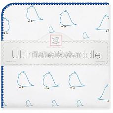 SwaddleDesigns Фланелевая пеленка для новорожденного Blue Chickies