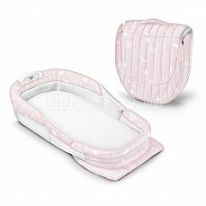 Baby Delight Складная кроватка ХL розовая с надписями