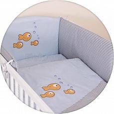 Ceba Baby Постельное бельё 3 предмета с вышивкой Fishies blue-grey вышивка W-801-056-261