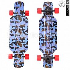 Y-SCOO 408-B Скейтборд Y-SCOO Longboard Shark TIR 31" пластик 79х22 с сумкой Blue Army BLUE/red