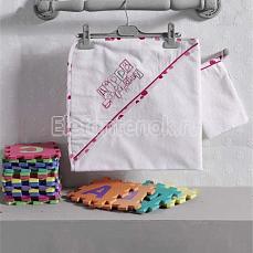 Kidboo Happy Birthday полотенце-уголок + варежка Pink