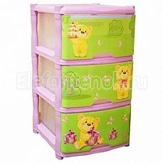 Plastik Репаблик Bears детский комод для детской комнаты  Розовый, 3 ящика