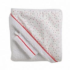 Red Castle Hooded Towel+Flannel Dots