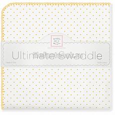 SwaddleDesigns Фланелевая пеленка для новорожденного Yellow Dot