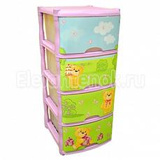 Plastik Репаблик Bears детский комод для детской комнаты  Розовый, 4 ящика