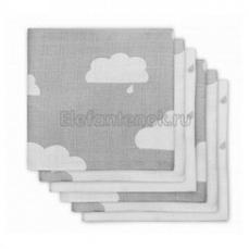 Jollein Комплект многоцелевых муслиновых пеленок (6 шт.) Clouds Grey (Серые облака)