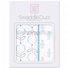 SwaddleDesigns Набор пеленок Swaddle Duo Blue Little Bunnie
