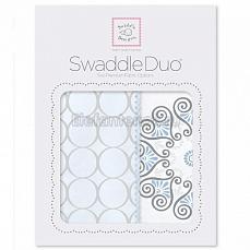 SwaddleDesigns Набор пеленок Swaddle Duo Blue Mod Medallion