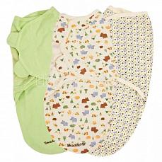 Summer Infant SwaddleMe Конверт для пеленания на липучке (3 шт.) лесные зверята/зеленый/точки S/M