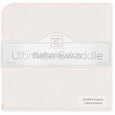 SwaddleDesigns Фланелевая пеленка Organic Pstl Pink Edge